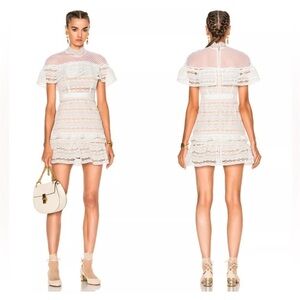 Self portrait Yolk Frill Mini White dress, US 4